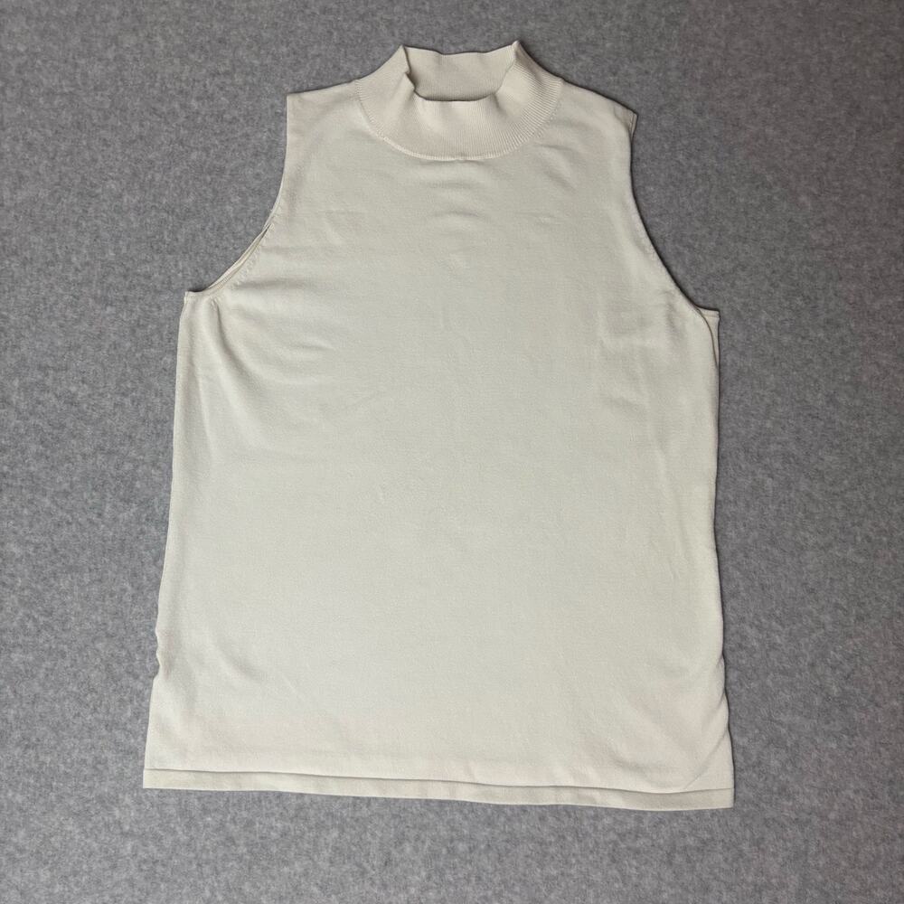 Women’s White Sleeveless Mock-Neck Turtleneck Size L